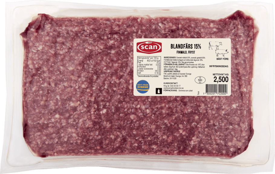 526093 Blandfärs 15% fryst ovan