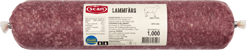 597706 Lammfärs 1kg ovan