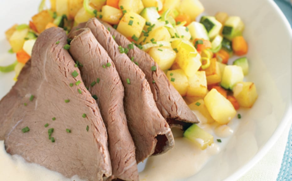 1307 - Nötstek med citronsås och grönsakspytt