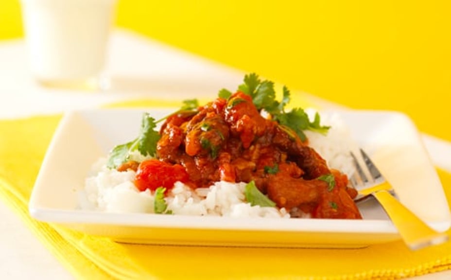 1864 - Salsagryta på nötbog med färsk koriander och jasminris