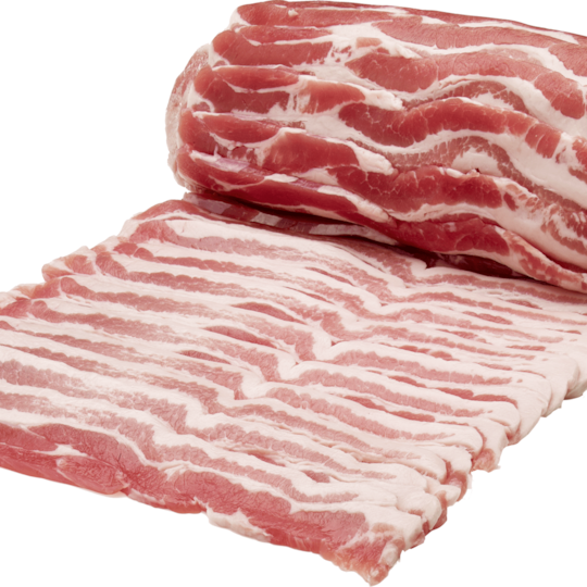 Sidfläsk utan svål skivat rullpackat