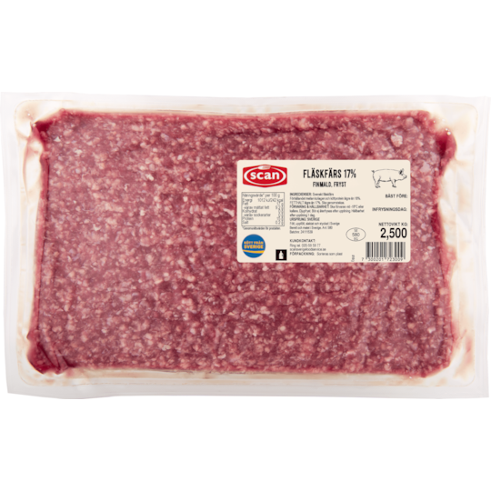 Fläskfärs 17 % fryst