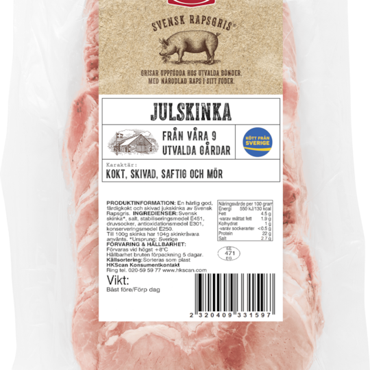 Julskinka skiv. Raps