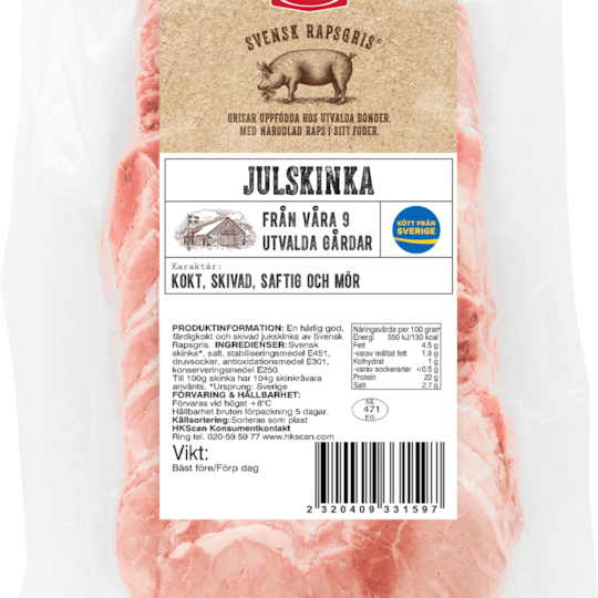 Julskinka skiv. Raps
