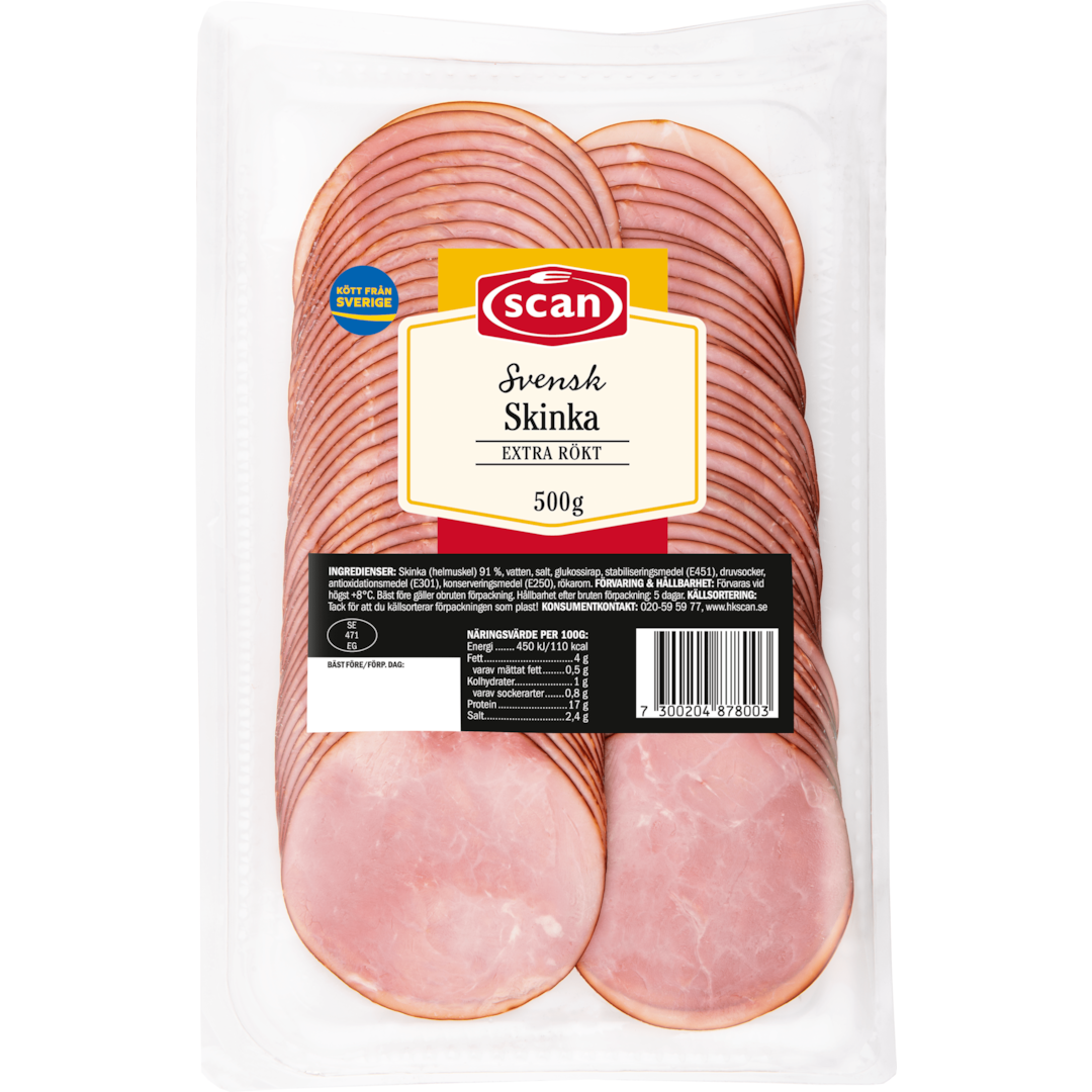 Skinka helmuskel Skivad extrarök 500g