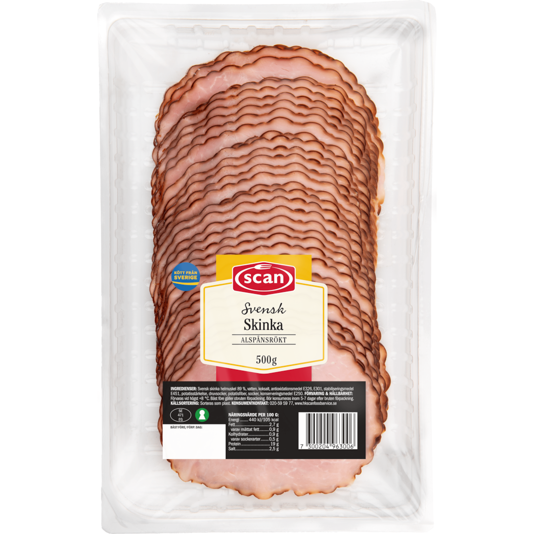 Skinka alspånsrökt helmuskel 500g