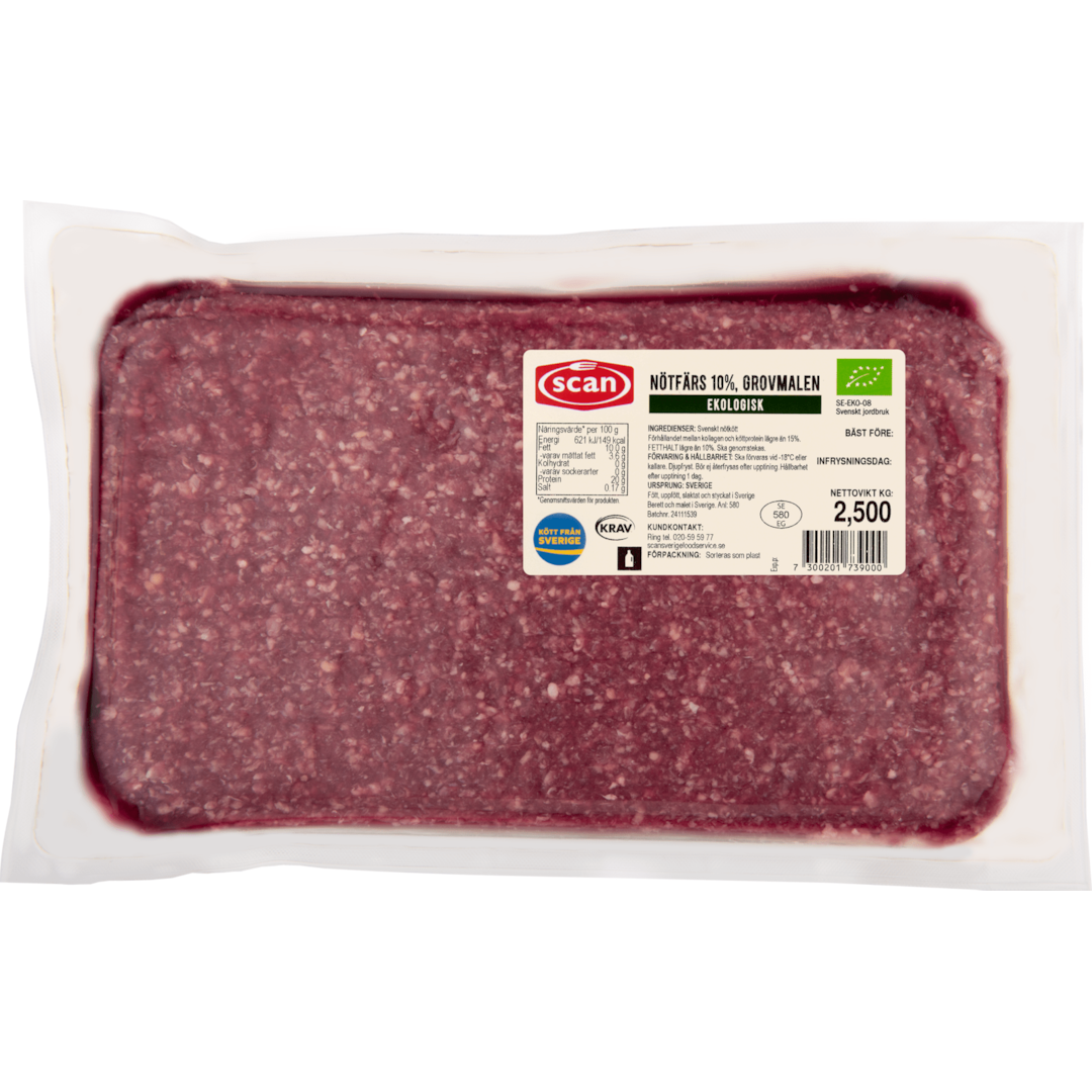 Nötfärs 10 % grovm.